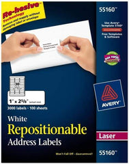 AVERY - 1" Wide x 2-5/8" Long, White Paper Shipping Label - For Laser Printers - Apex Tool & Supply