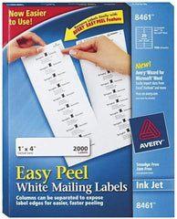 AVERY - 1" Wide x 4" Long, White Paper Shipping Label - For Inkjet Printers - Apex Tool & Supply