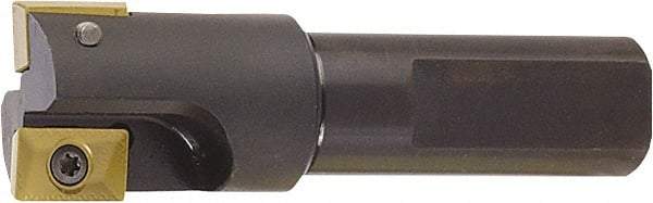 Kyocera - 1" Cut Diam, 0.6" Max Depth of Cut, 3/4" Shank Diam, 3.4" OAL, Indexable Square Shoulder End Mill - XPMT15T3\x85 Inserts, Weldon Shank, 90° Lead Angle, Series EM - Apex Tool & Supply