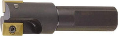 Kyocera - 1" Cut Diam, 0.6" Max Depth of Cut, 3/4" Shank Diam, 3.4" OAL, Indexable Square Shoulder End Mill - XPMT15T3\x85 Inserts, Weldon Shank, 90° Lead Angle, Series EM - Apex Tool & Supply