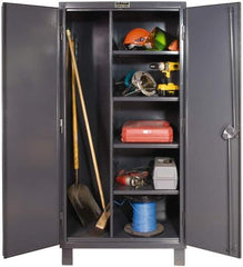 Durham - 4 Shelf Combination Storage Cabinet - Steel, 36" Wide x 24" Deep x 78" High, Gray - Apex Tool & Supply