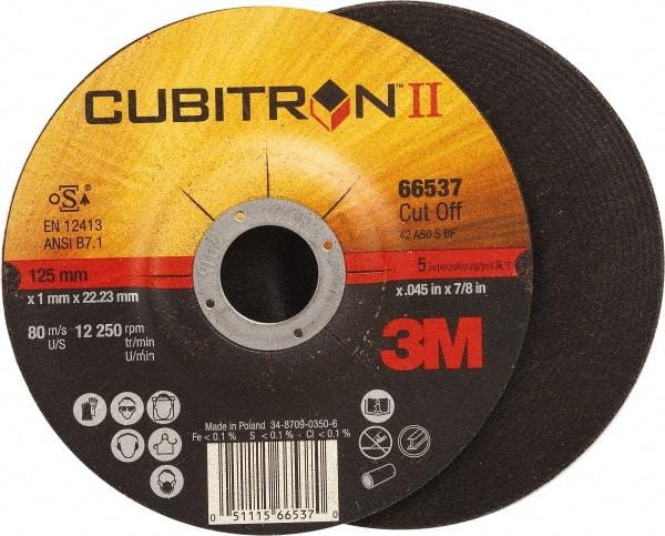 3M - 60 Grit, 5" Wheel Diam, 7/8" Arbor Hole, Type 27 Depressed Center Wheel - Ceramic, Resinoid Bond, S Hardness, 12,250 Max RPM - Apex Tool & Supply
