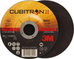 3M - 60 Grit, 4-1/2" Wheel Diam, 7/8" Arbor Hole, Type 27 Depressed Center Wheel - Ceramic, Resinoid Bond, S Hardness, 13,300 Max RPM - Apex Tool & Supply