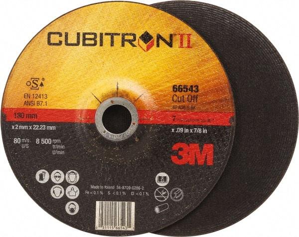 3M - 60 Grit, 7" Wheel Diam, 7/8" Arbor Hole, Type 27 Depressed Center Wheel - Ceramic, Resinoid Bond, S Hardness, 8,500 Max RPM - Apex Tool & Supply