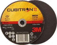 3M - 4" 36 Grit Ceramic Cutoff Wheel - 1/8" Thick, 3/8" Arbor, 19,100 Max RPM, Use with Angle Grinders - Apex Tool & Supply