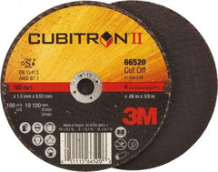 3M - 4" 36 Grit Ceramic Cutoff Wheel - 0.06" Thick, 3/8" Arbor, 19,100 Max RPM, Use with Angle Grinders - Apex Tool & Supply