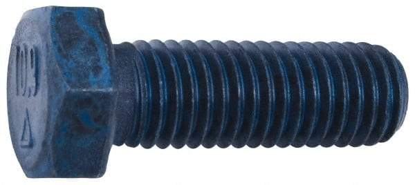Metric Blue - M12x1.75mm Metric Coarse, 60mm Length Under Head Hex Head Cap Screw - Partially Threaded, Grade 10.9 Alloy Steel, 19mm Hex - Apex Tool & Supply