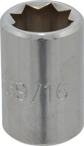 Proto - 9/16", 1/2" Drive, Standard Hand Socket - 8 Points, 1-1/2" OAL, Alloy Steel, Chrome Finish - Apex Tool & Supply
