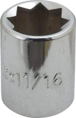 Proto - 11/16", 1/2" Drive, Standard Hand Socket - 8 Points, 1-1/2" OAL, Alloy Steel, Chrome Finish - Apex Tool & Supply