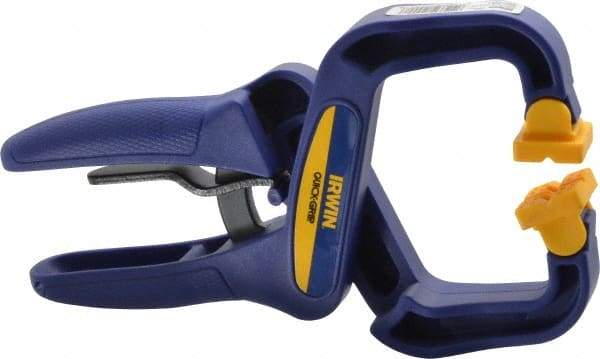 Irwin - 2" Jaw Opening Capacity, 2" Throat Depth, Spring Clamp - 50 Lb Clamping Pressure, 7-1/2" OAL - Apex Tool & Supply