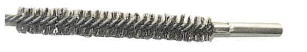 Schaefer Brush - 4" Brush Length, 15/16" Diam, Double Stem, Double Spiral Tube Brush - 6" Long, Stainless Steel, 12-24 Female Connection - Apex Tool & Supply
