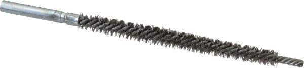 Schaefer Brush - 3" Brush Length, 1/4" Diam, Double Stem, Double Spiral Tube Brush - 4-3/4" Long, Stainless Steel, 8-32 Female Connection - Apex Tool & Supply