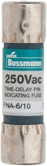 Cooper Bussmann - 250 VAC, 0.6 Amp, Time Delay Pin Indicator Fuse - Fuse Holder Mount, 1-1/2" OAL, 10 at 125 V kA Rating, 13/32" Diam - Apex Tool & Supply