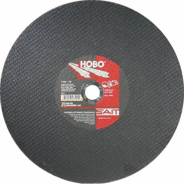 Sait - 16" Aluminum Oxide Cutoff Wheel - 1/8" Thick, 1" Arbor, 4,800 Max RPM, Use with Portable Tools - Apex Tool & Supply