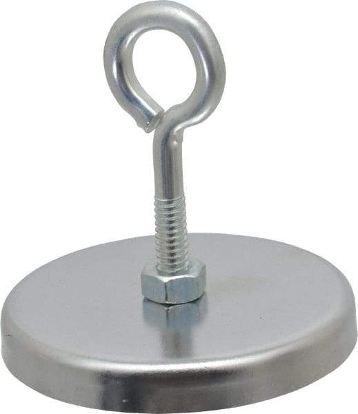 Mag-Mate - 41 Lb Max Pull Force, 3/8" Overall Height, 2.63" Diam, Ceramic Cup Magnet - Loop Style, Chrome Plated - Apex Tool & Supply