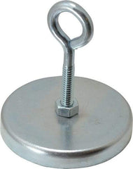 Mag-Mate - 2.63" Diam, 3/8" Cup Height, 2-1/4" Overall Height, 100 Lb Average Pull Force, 100 Lb Max Pull Force, Neodymium Rare Earth Cup Magnet - Loop Style, 1/2" Loop ID, Galvanized - Apex Tool & Supply