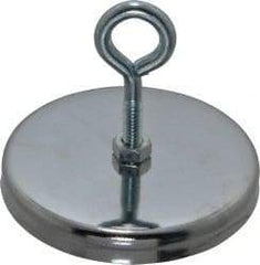 Mag-Mate - 47.5 Lb Max Pull Force, 7/16" Overall Height, 3.18" Diam, Ceramic Cup Magnet - Loop Style, Chrome Plated - Apex Tool & Supply
