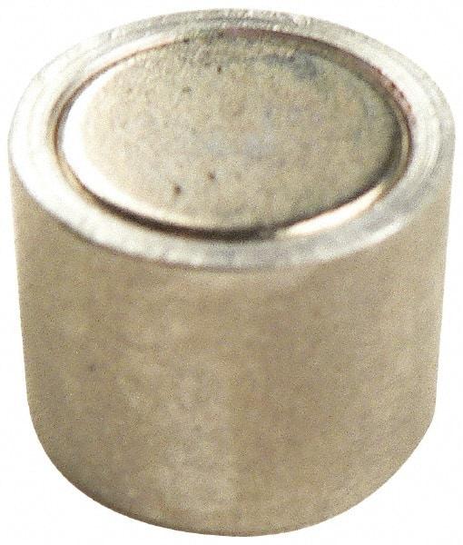 Mag-Mate - 6-32 Thread, 1/4" Diam, 1/2" High, 0.13 Lb Average Pull Force, Neodymium Rare Earth Pot Magnet - 1/4" Tapped Hole Depth, Nickel Plated, Aluminum Insulated - Apex Tool & Supply