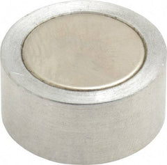 Mag-Mate - 1/4-20 Thread, 1" Diam, 1/2" High, 3.75 Lb Average Pull Force, Neodymium Rare Earth Pot Magnet - 1/4" Tapped Hole Depth, Nickel Plated, Aluminum Insulated - Apex Tool & Supply