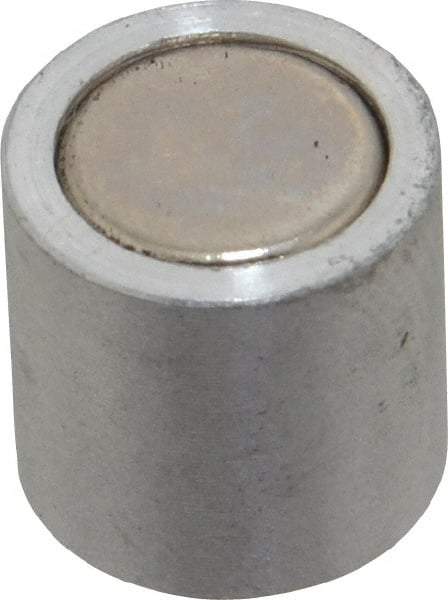 Mag-Mate - 10-24 Thread, 1/2" Diam, 1/2" High, 1.33 Lb Average Pull Force, Neodymium Rare Earth Pot Magnet - 1/4" Tapped Hole Depth, Nickel Plated, Aluminum Insulated - Apex Tool & Supply