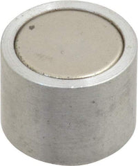 Mag-Mate - 10-24 Thread, 5/8" Diam, 1/2" High, 2.18 Lb Average Pull Force, Neodymium Rare Earth Pot Magnet - 1/4" Tapped Hole Depth, Nickel Plated, Aluminum Insulated - Apex Tool & Supply