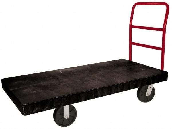Rubbermaid - 2,500 Lb Capacity Structural Foam/Steel Platform Truck - Structural Foam Deck, 30" OAW, Polyolefin Casters - Apex Tool & Supply