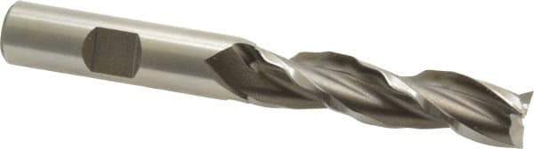 Weldon - 1/2" Diam, 2" LOC, 3 Flute High Speed Steel Roughing & Finishing Square End Mill - Uncoated, 4" OAL, 1/2" Shank Diam, Weldon Shank, 30° Helix, Centercutting - Apex Tool & Supply
