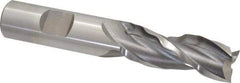 Weldon - 5/8" Diam, 1-5/8" LOC, 3 Flute High Speed Steel Roughing & Finishing Square End Mill - Uncoated, 3-3/4" OAL, 5/8" Shank Diam, Weldon Shank, 30° Helix, Centercutting - Apex Tool & Supply