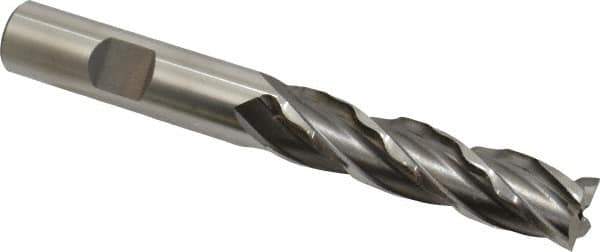 Weldon - 1/2" Diam, 2" LOC, 4 Flute High Speed Steel Roughing & Finishing Square End Mill - Uncoated, 4" OAL, 1/2" Shank Diam, Weldon Shank, 30° Helix, Non-Centercutting - Apex Tool & Supply