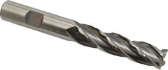 Weldon - 1/2" Diam, 2" LOC, 4 Flute High Speed Steel Roughing & Finishing Square End Mill - Uncoated, 4" OAL, 1/2" Shank Diam, Weldon Shank, 30° Helix, Non-Centercutting - Apex Tool & Supply
