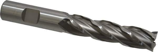 Weldon - 5/8" Diam, 2-1/2" LOC, 4 Flute High Speed Steel Roughing & Finishing Square End Mill - Uncoated, 4-5/8" OAL, 5/8" Shank Diam, Weldon Shank, 30° Helix, Non-Centercutting - Apex Tool & Supply