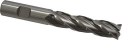 Weldon - 5/8" Diam, 2-1/2" LOC, 4 Flute High Speed Steel Roughing & Finishing Square End Mill - Uncoated, 4-5/8" OAL, 5/8" Shank Diam, Weldon Shank, 30° Helix, Non-Centercutting - Apex Tool & Supply