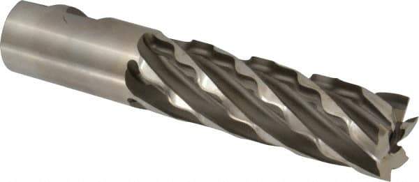 Weldon - 1-1/4" Diam, 4" LOC, 6 Flute High Speed Steel Roughing & Finishing Square End Mill - Uncoated, 6-1/2" OAL, 1-1/4" Shank Diam, Weldon Shank, 30° Helix, Non-Centercutting - Apex Tool & Supply