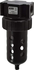 Parker - 3/4" Port, 7.67" High x 3.24" Wide Standard Filter with Polycarbonate Bowl, Manual Drain - 145 SCFM, 150 Max psi, 125°F Max Temp, Modular Connection, Bowl Guard, 7.2 oz Bowl Capacity - Apex Tool & Supply