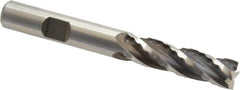 Weldon - 3/8" Diam, 1-3/8" LOC, 4 Flute High Speed Steel Roughing & Finishing Square End Mill - Uncoated, 3-1/8" OAL, 3/8" Shank Diam, Weldon Shank, 30° Helix, Centercutting, Regular Length - Apex Tool & Supply