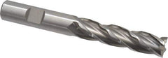 Weldon - 1/2" Diam, 2" LOC, 4 Flute High Speed Steel Roughing & Finishing Square End Mill - Uncoated, 4" OAL, 1/2" Shank Diam, Weldon Shank, 30° Helix, Centercutting, Regular Length - Apex Tool & Supply