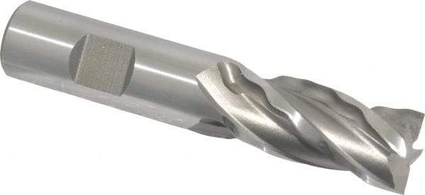 Weldon - 3/4" Diam, 1-5/8" LOC, 4 Flute High Speed Steel Roughing & Finishing Square End Mill - Uncoated, 3-7/8" OAL, 3/4" Shank Diam, Weldon Shank, 30° Helix, Centercutting, Regular Length - Apex Tool & Supply