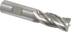 Weldon - 3/4" Diam, 1-5/8" LOC, 4 Flute High Speed Steel Roughing & Finishing Square End Mill - Uncoated, 3-7/8" OAL, 3/4" Shank Diam, Weldon Shank, 30° Helix, Centercutting, Regular Length - Apex Tool & Supply