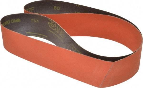 3M - 2-1/2" Wide x 60" OAL, 80 Grit, Ceramic Abrasive Belt - Ceramic, Medium, Coated, YF Weighted Cloth Backing, Wet/Dry, Series 777F - Apex Tool & Supply