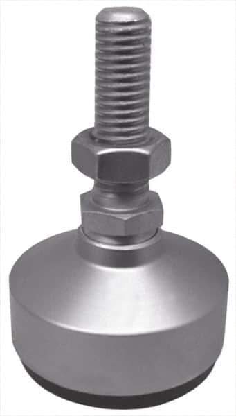Gibraltar - 590 Lb Capacity, 1-8 Thread, 6" OAL, Stainless Steel Stud, Studded Socket Mount Leveling Mount - 3-1/2" Stud Length, 4" Base Diam, Stainless Steel Pad, 1-3/8" Hex - Apex Tool & Supply