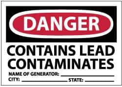 NMC - "Danger - Contains Lead Contaminates - Name of Generator:___ City:___ State:___", 3" Long x 5" Wide, Paper Safety Sign - Rectangle, Use for Hazardous Materials - Apex Tool & Supply