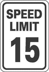 NMC - "Speed Limit 15", 18" Wide x 24" High, Aluminum Speed Limit Signs - 0.08" Thick, Black on White, Engineer Grade Reflectivity, Rectangle, Post Mount - Apex Tool & Supply