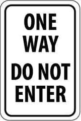NMC - "Caution - Drive Slowly", 12" Wide x 18" High, Aluminum Traffic Control Signs - 0.08" Thick, Black on White, High Intensity Reflectivity, Rectangle, Post Mount - Apex Tool & Supply
