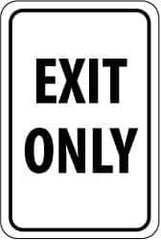 NMC - "EXIT ONLY", 12" Wide x 18" High, Aluminum Parking Lot Traffic Signs - 0.04" Thick, Black on White, Rectangle, Wall Mount - Apex Tool & Supply