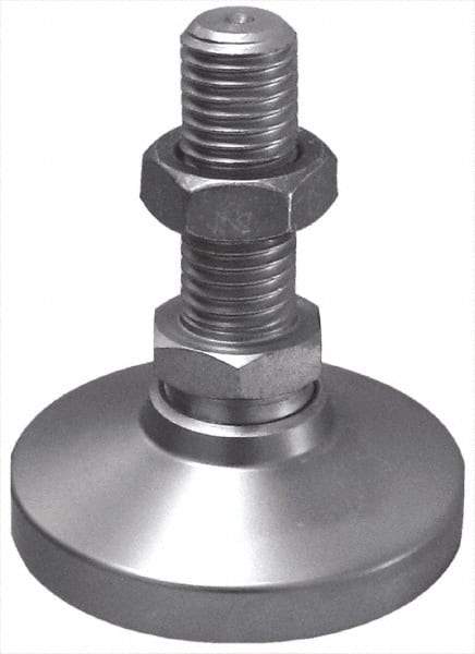 Gibraltar - 3/8-16 Bolt Thread, Studded Pivotal Stud Mount Leveling Pad & Mount - 3,750 Max Lb Capacity, 1-1/4" Base Diam - Apex Tool & Supply