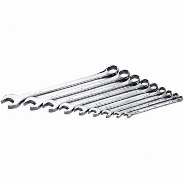 SK - 9 Piece, 1/4 to 3/4", Combination Wrench Set - Inch System of Measurement, Chrome Finish - Apex Tool & Supply