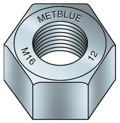 Value Collection - M30x3.50 Metric Coarse Steel Right Hand Hex Nut - 3.5mm Across Flats, 28.6mm High, Metric Blue Finish - Apex Tool & Supply