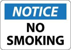 NMC - "Notice - No Smoking", 10" Long x 14" Wide, Pressure-Sensitive Vinyl Safety Sign - Rectangle, 0.004" Thick, Use for Accident Prevention - Apex Tool & Supply
