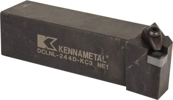 Kennametal - DCLN, Left Hand Cut, 5° Lead Angle, 1-1/2" Shank Height x 1-1/2" Shank Width, Negative Rake Indexable Turning Toolholder - 6" OAL, CN..43. Insert Compatibility, Series Kenclamp - Apex Tool & Supply