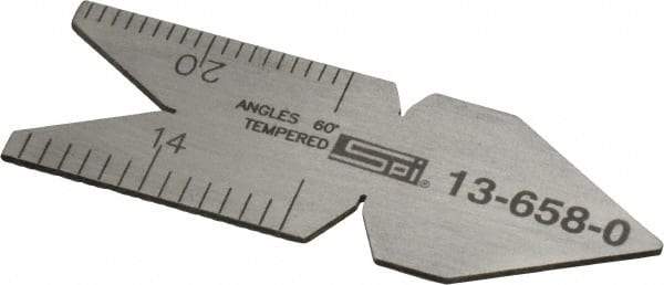 SPI - 60° Angle, Stainless Steel Center Gage - 1/32 to 1/14 Inch Graduation - Apex Tool & Supply